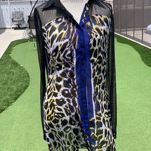 NWT Alberto Makali Animal Print Blouse Size M